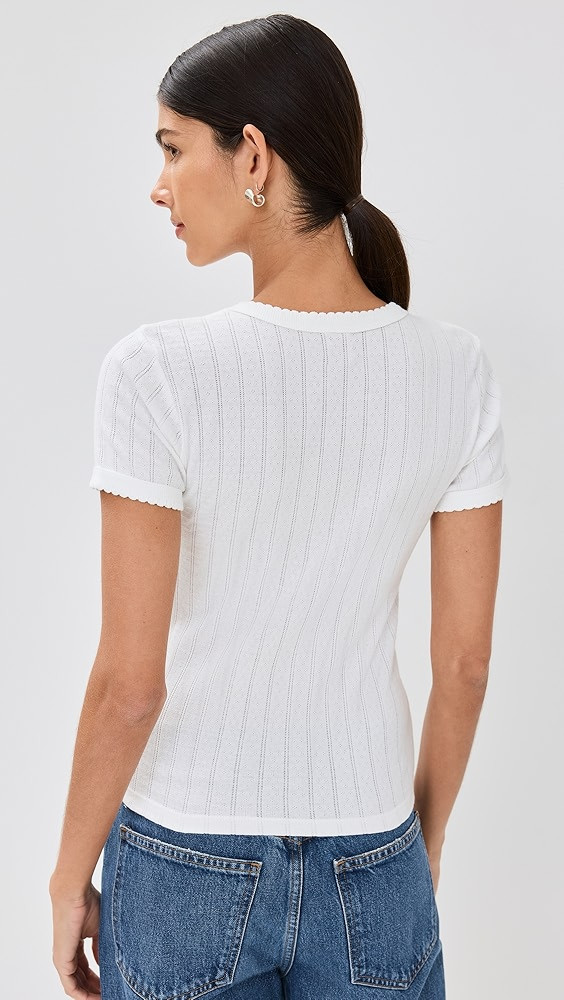 Leset Pointelle Short Sleeve Tee | Shopbop | Shopbop
