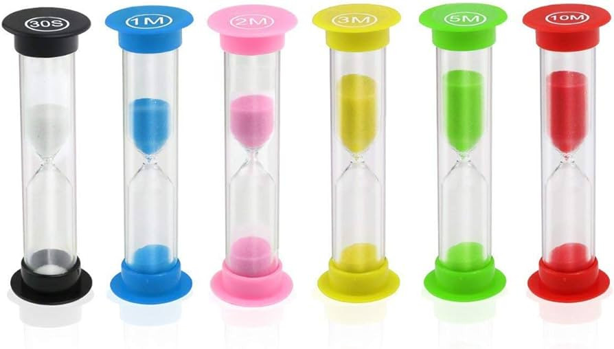 Sand Timer, KISEER 6 Pcs Colorful Hourglass Sandglass Sand Clock Timers Set 30sec / 1min / 2mins ... | Amazon (US)
