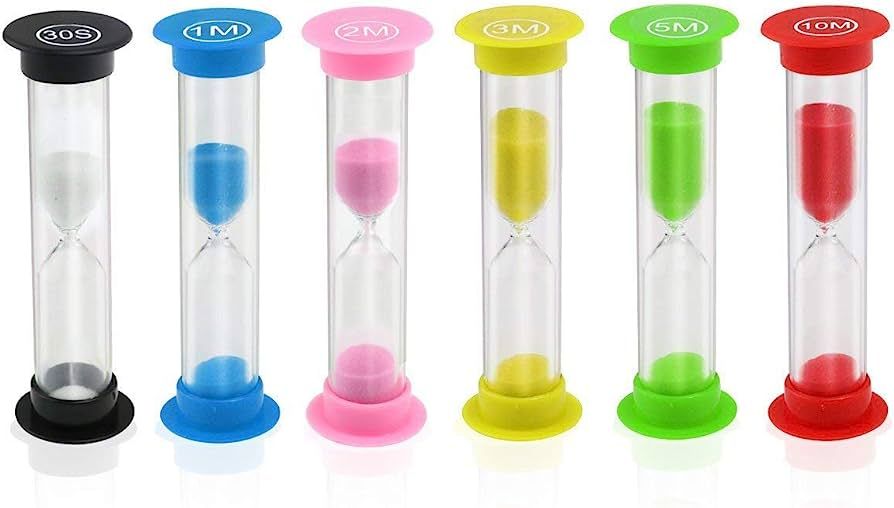 Sand Timer, KISEER 6 Pcs Colorful Hourglass Sandglass Sand Clock Timers Set 30sec / 1min / 2mins ... | Amazon (US)
