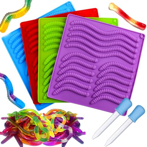 Palksky 4PCS gummy worm molds silicone for gummies candy, large fruit snack molds for kids | Amazon (US)