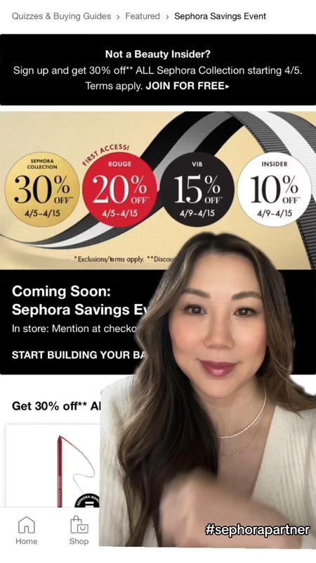 The Sephora savings event is here! This is what I’ll be stocking up on and trying out! #sephorapartner #ad #sephorahaul 

@Sephora Savings Event Details:
All Sephora Collection 30% off: 4/5-4/15
Rouge members 20% off: 4/5-4/15
VIBs 15% off: 4/9-4/15
Insiders 10% off: 4/9-4/15
Use promo code YAYSAVE online



#LTKsalealert #LTKbeauty #LTKxSephora