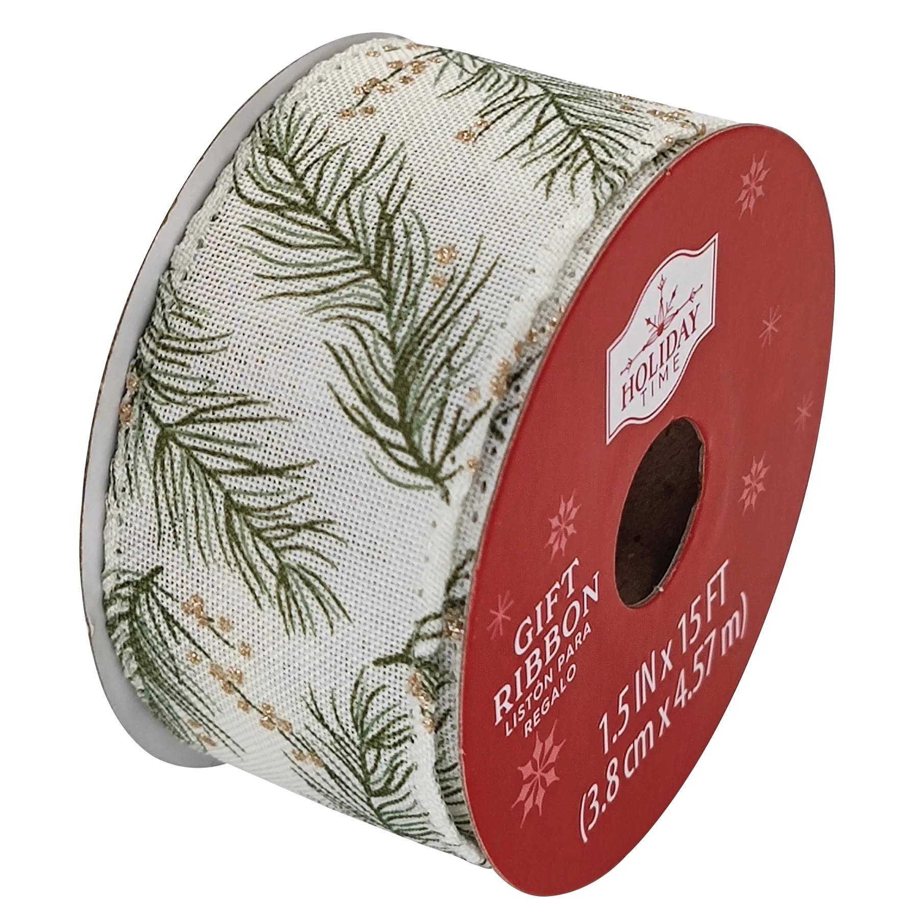 Multi-Color Pine Needle Christmas Wired Gift Ribbon, 1.5 in x 15 ft, by Holiday Time | Walmart (US)