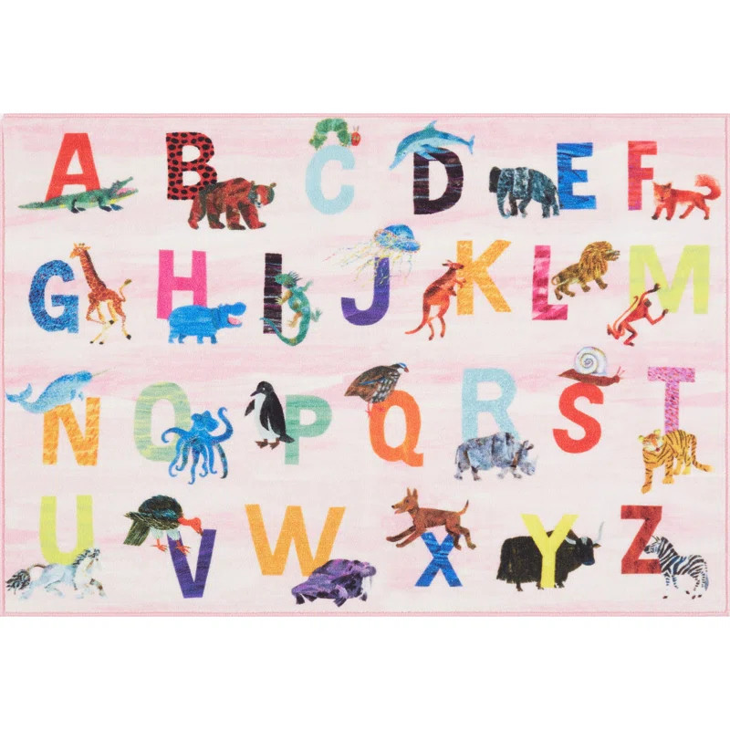 Eric Carle Alphabet Zoo Rectangle Power Loom Nylon Rug | Wayfair North America