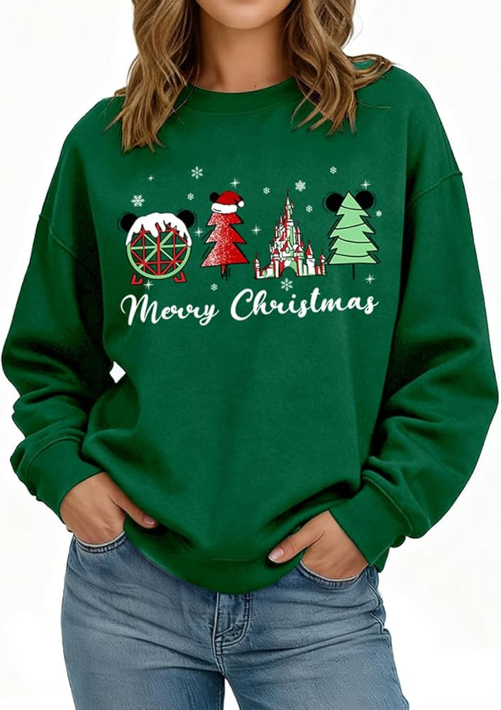 Christmas Sweatshirt for Women Magic Merry Christmas Sweatshirts Xmas Holiday Crewneck Pullover T... | Amazon (US)