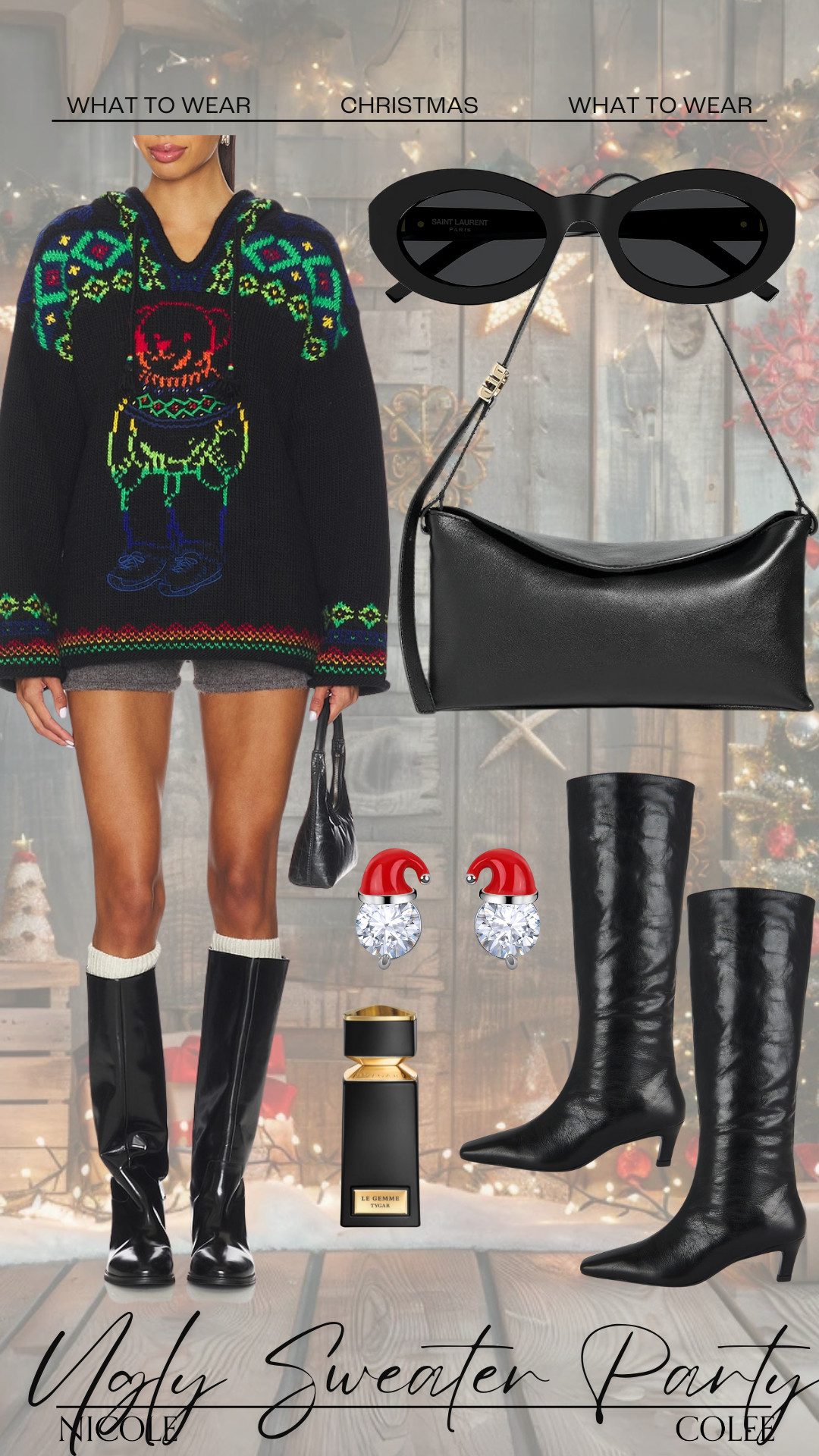 What to wear: not so ugly sweater party 

Ugly sweater, polo, sweater, boots, holiday glam outfit, Christmas dinner outfit, Nicole Colee 

 

#LTKHoliday #LTKSeasonal #LTKGiftGuide