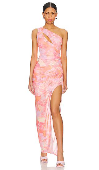 Dorothea Gown in Pink Watercolor | Revolve Clothing (Global)