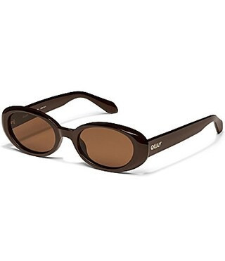 QUAY Unisex Felt Cute 35mm Oval Sunglasses - Chocolate/Brown | Dillard's