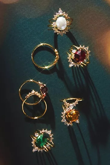 Set of Three Stackable Birthstone Rings | Anthropologie (US)