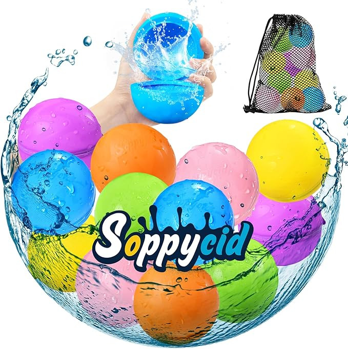 SOPPYCID 12pcs Reusable Water Balloons Pool Toys,Water Balloons for Kids,Refillable 2ater Balloon... | Amazon (US)