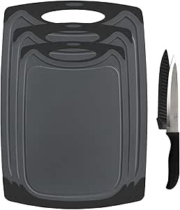 ZVP Extra Large Cutting Board for Kitchen Set of 4, Plastic Chopping Boards with Knife, Easy Grip... | Amazon (US)
