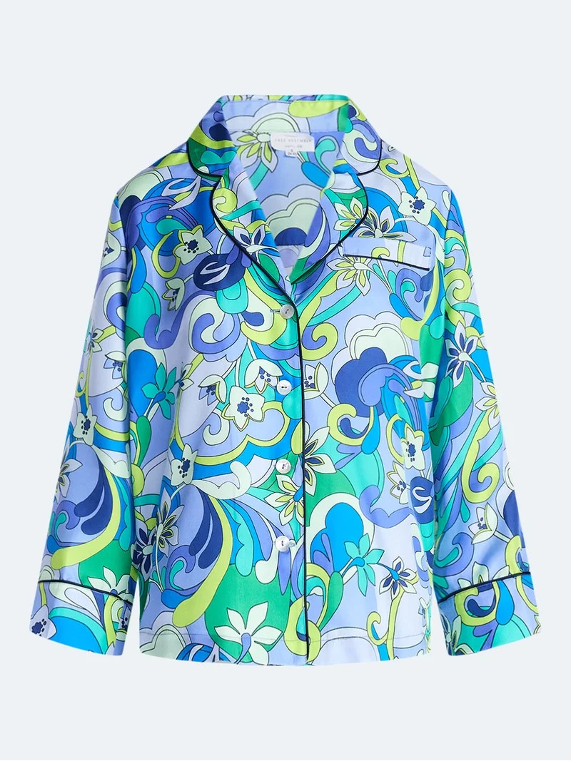Free Assembly Women's and Women's Plus Silk Day Jama Shirt with Long Sleeves, Sizes XS-4X | Walmart (US)