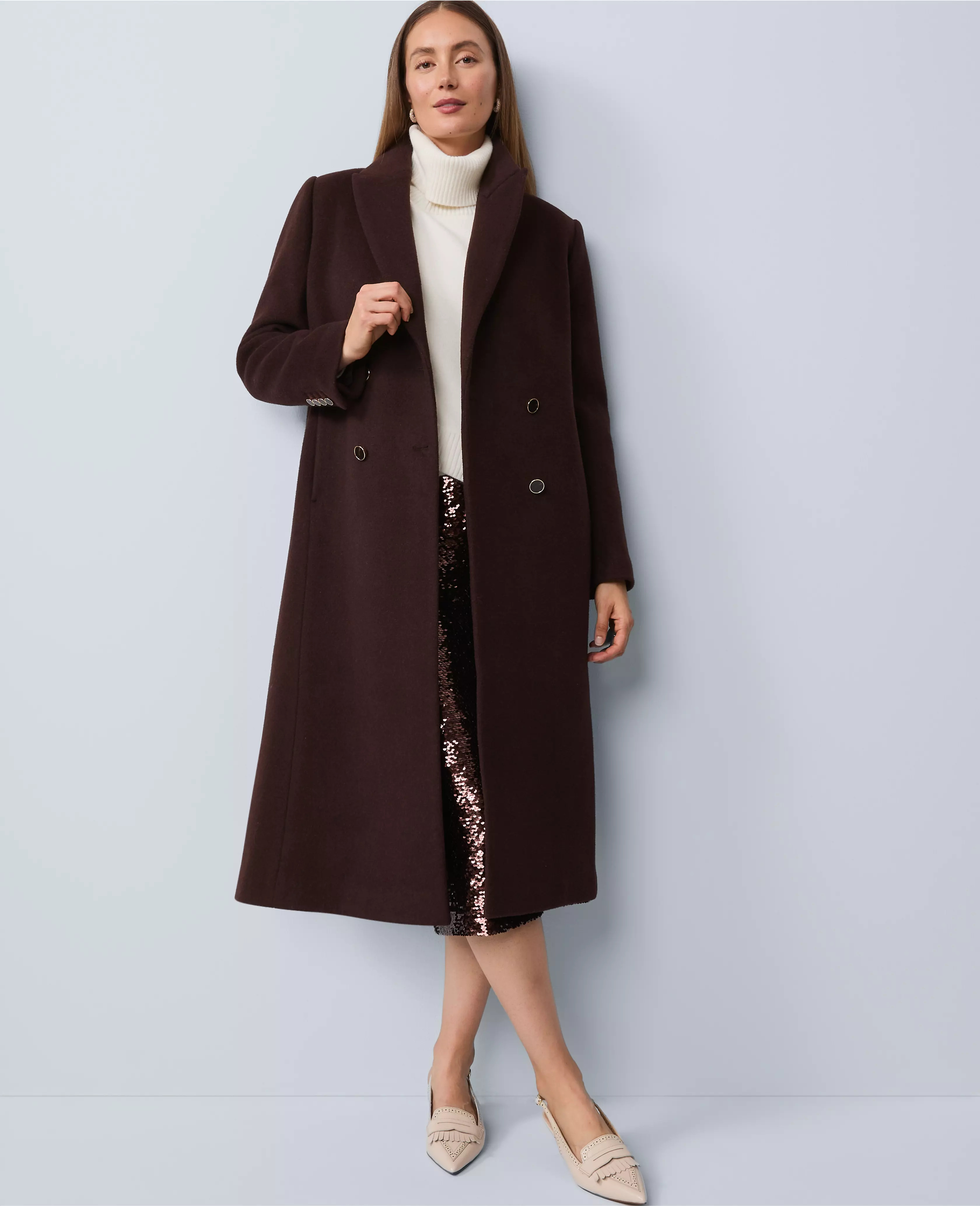 Studio Collection Double Breasted Wool Coat | Ann Taylor