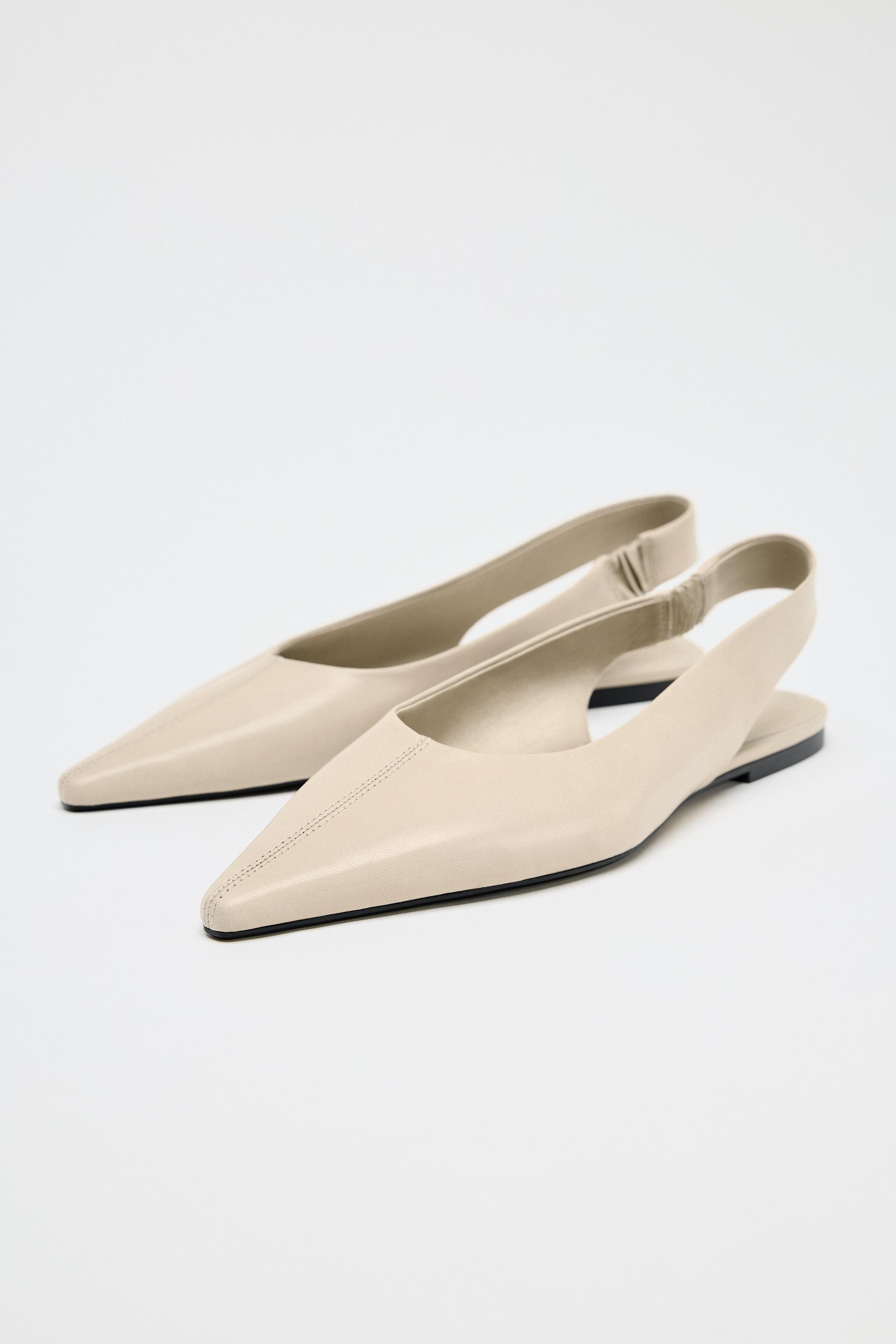 LEATHER SLINGBACK BALLERINA | Zara US