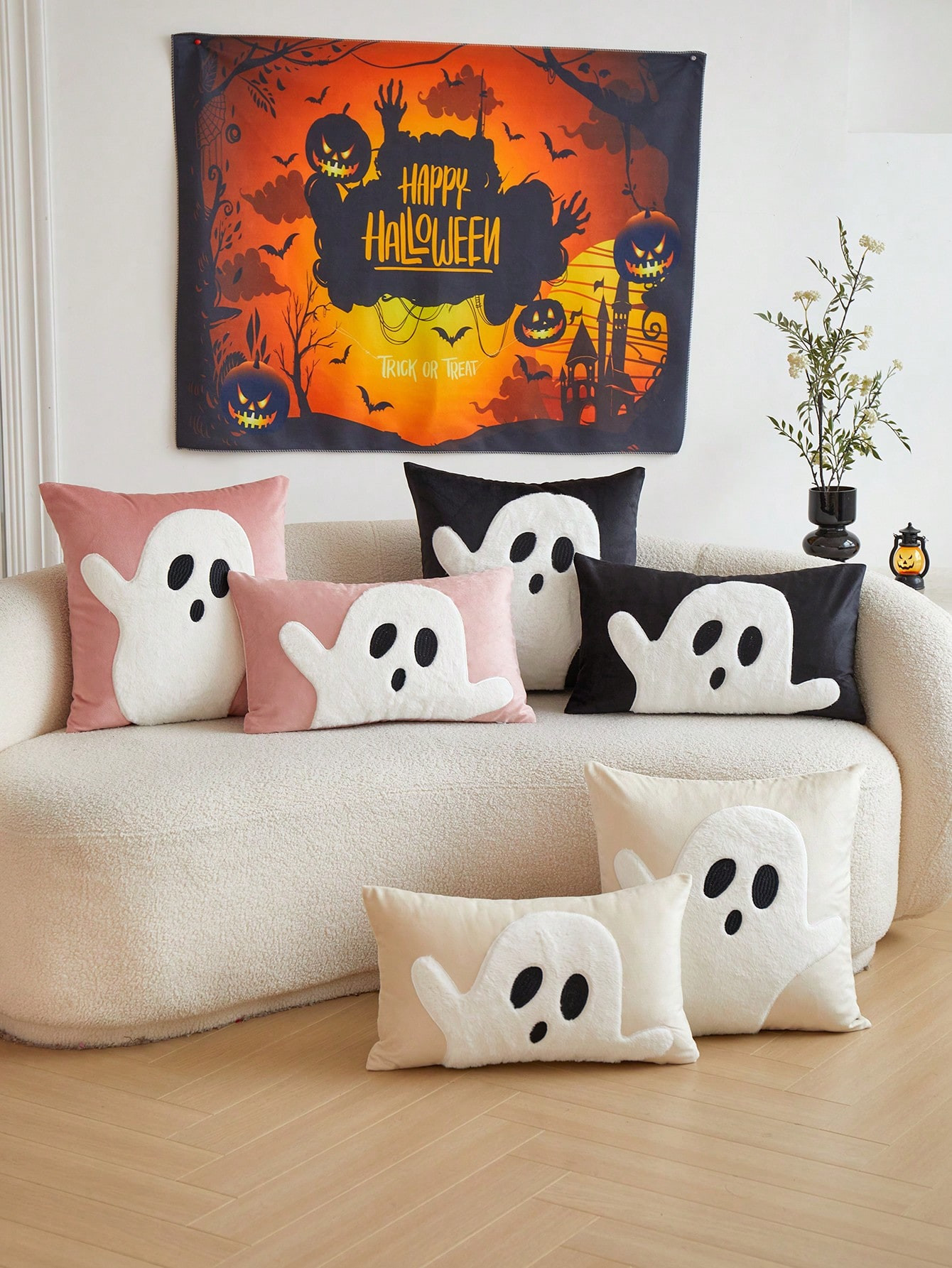 TrendsSeasonal Commute Halloween Ghost Embroidery Pillowcase, 1pc, Home Decor For Party, Bedroom,... | SHEIN