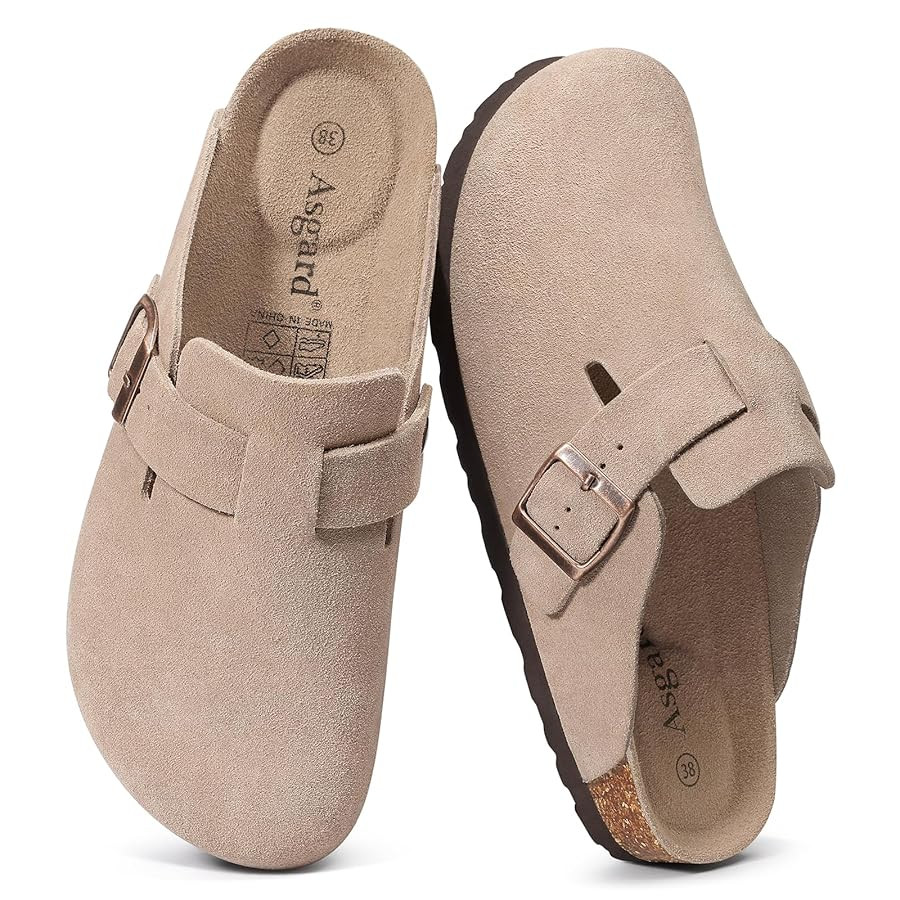 Asgard Women's Suede Clogs Leather Mules Arch Support Potato Shoes with Comfort Cork Footbed | Amazon (US)
