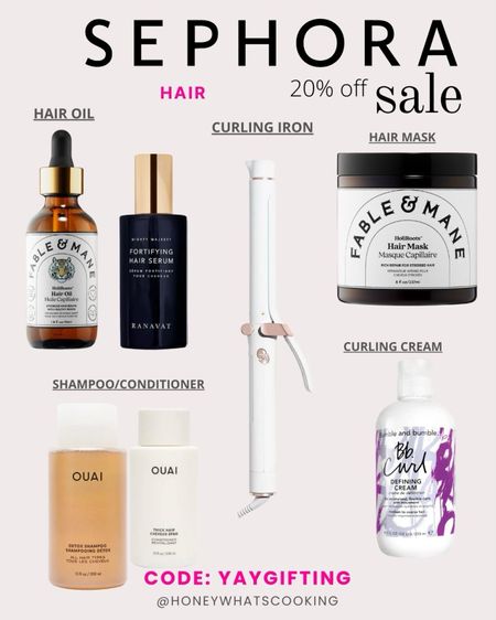 Sephora sale 20% off use code YAYGIFTING

My favorite hair oils by Foble & mane and Ranavat 

Fable and mane hair mask 

Shampoo and conditioner by oaui 

My favorite curling iron by T3 micro

For curls, I love bumble and bumble, defining curl cream