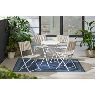 Mix and Match Steel Wicker Folding Serena Chevron Outdoor Dining Chair (1-Piece) | The Home Depot