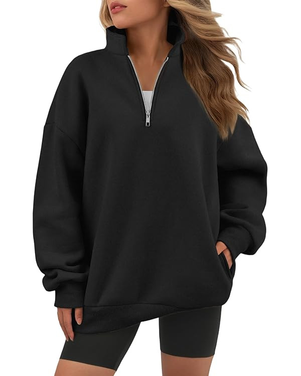 ATHMILE Womens Oversized Sweatshirts Fall Fashion Hoodies Half Zip Fleece Pullover Long Sleeve Y2... | Amazon (US)