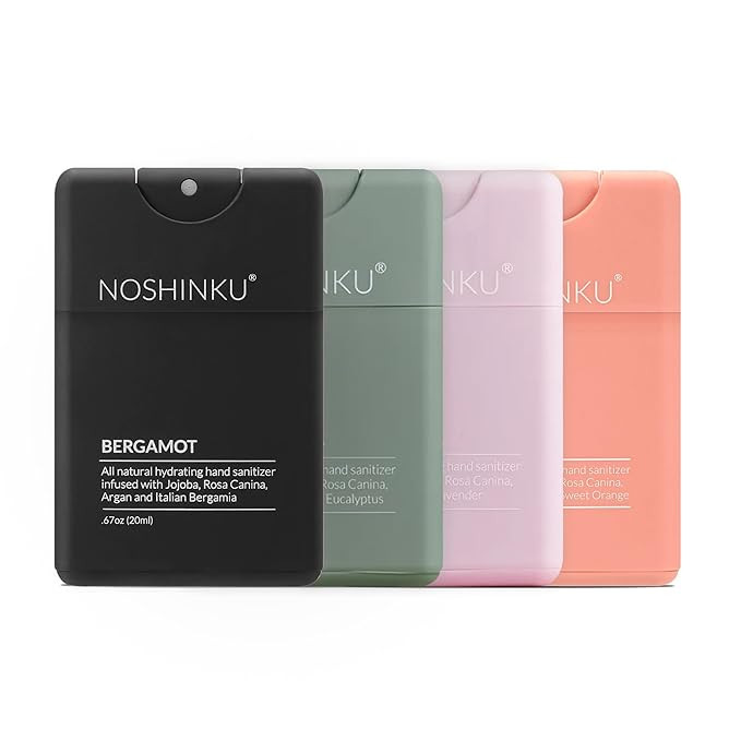 Noshinku Refillable Pocket Hand Sanitizer Discovery 4-Pack | Organic Sanitizing Mist with Moistur... | Amazon (US)