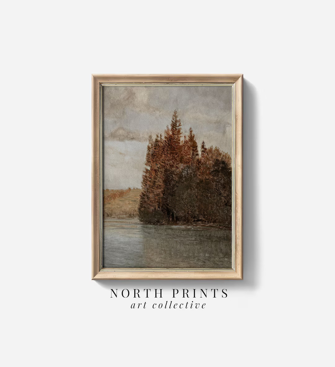 Vintage Autumn Lake Painting Fall Landscape Wall Decor - Etsy | Etsy (US)