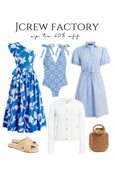 Jcrew factory sale! Pretty blue and white summer dresses and one piece swimsuit, also love this white lady jacket cardigan with gold buttons perfect for summer 

#LTKSaleAlert #LTKStyleTip #LTKFindsUnder50