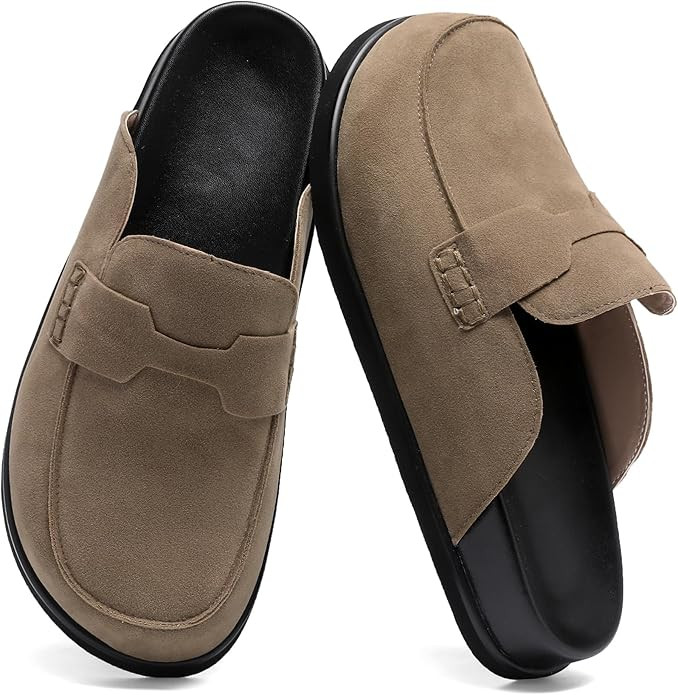 Zuecos marrones para mujer, cómodos, de ante, con plataforma, destalonados, con punta cerrada, m... | Amazon (US)