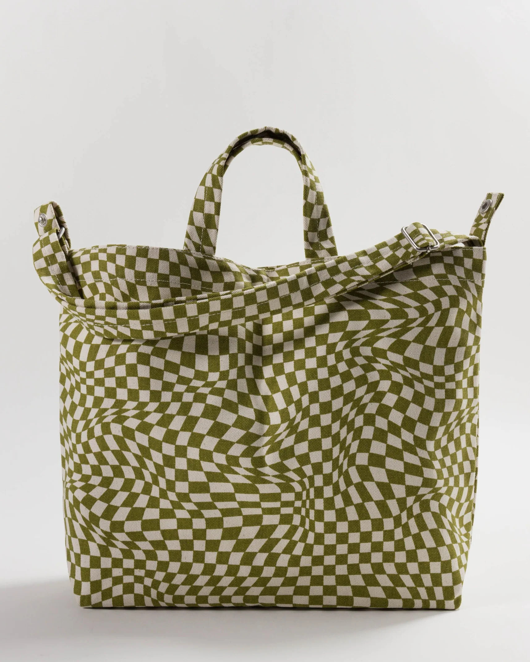 Horizontal Duck Bag : Moss Trippy Checker - Baggu | BAGGU