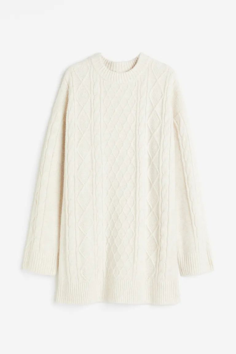 Cable-knit dress - Cream - Ladies | H&M GB | H&M (UK, MY, IN, SG, PH, TW, HK)