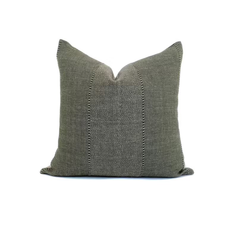 Designer Pillow Cover in Olive Green Textured Cotton Linen Cushion Case Classic Elegant Decorativ... | Etsy (US)