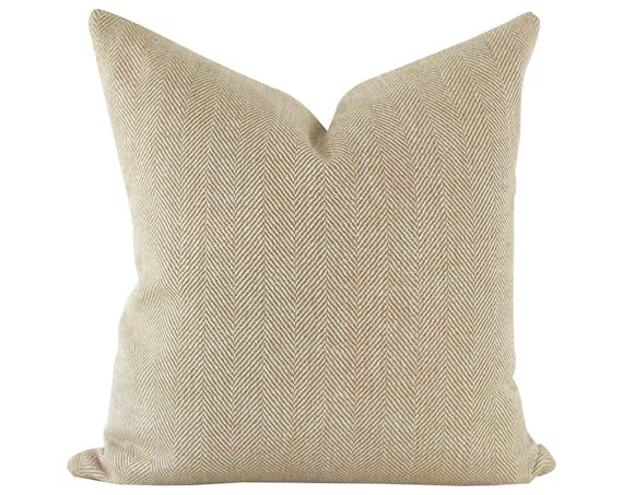 Caramel Herringbone Pillow Cover Modern Farmhouse Throw - Etsy | Etsy (US)