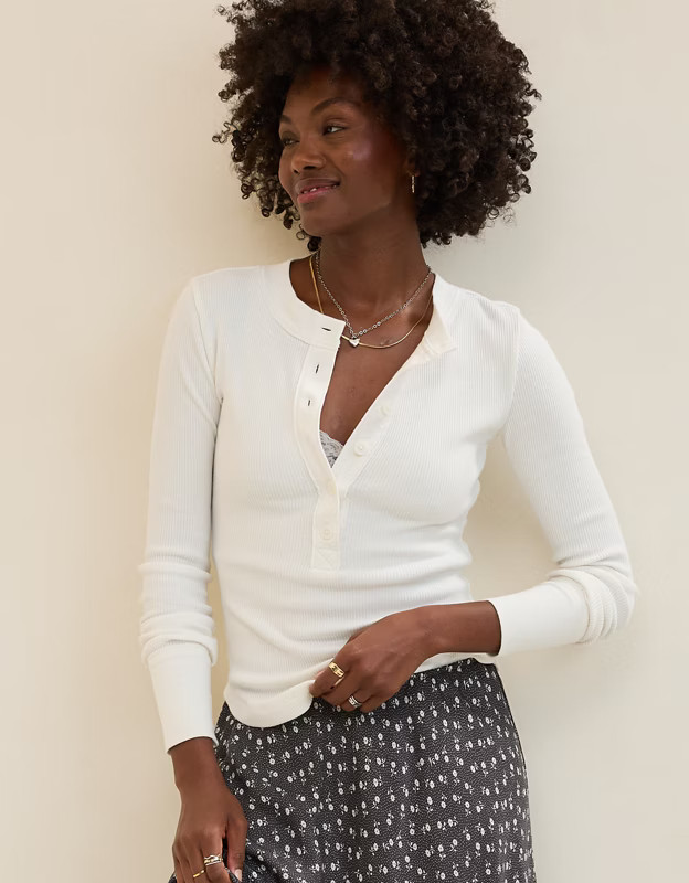 Aerie Henley Essential Layering T-Shirt | Aerie