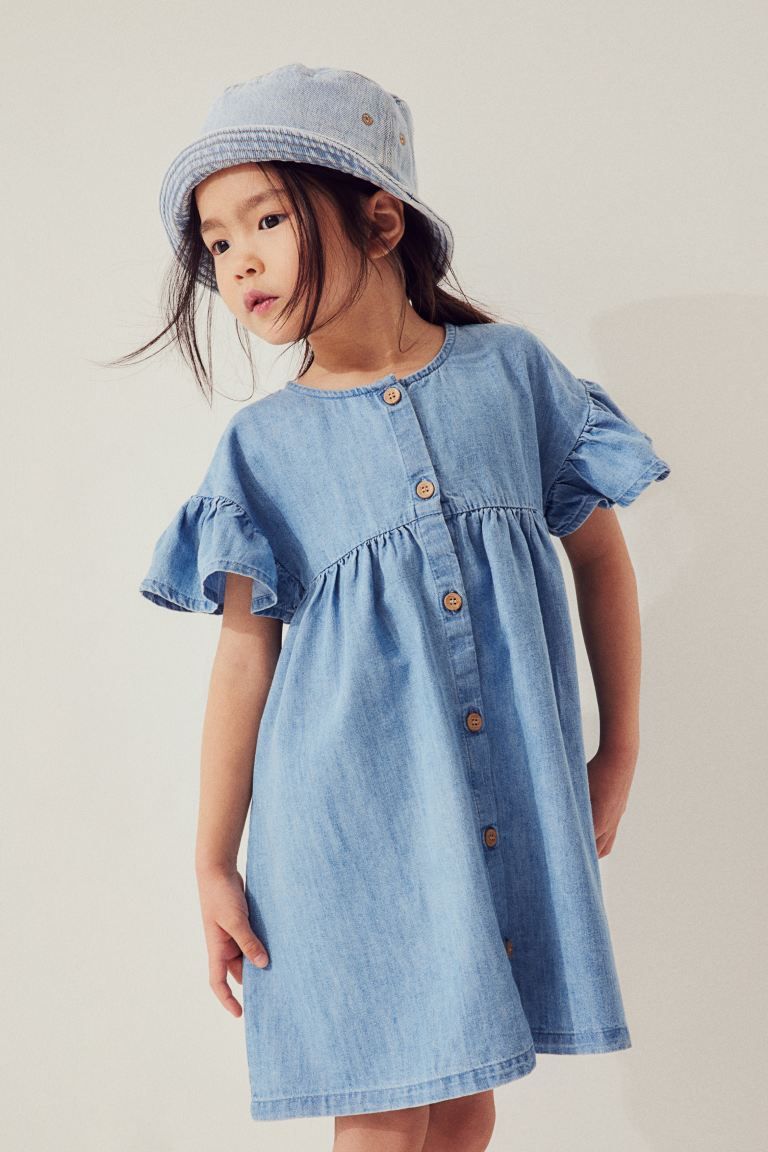 Flutter-sleeved Dress - Light denim blue - Kids | H&M US | H&M (US + CA)