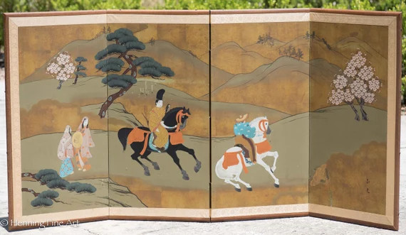 Beautiful Vintage Hand Painted Asian Screen of Figures on - Etsy | Etsy (US)