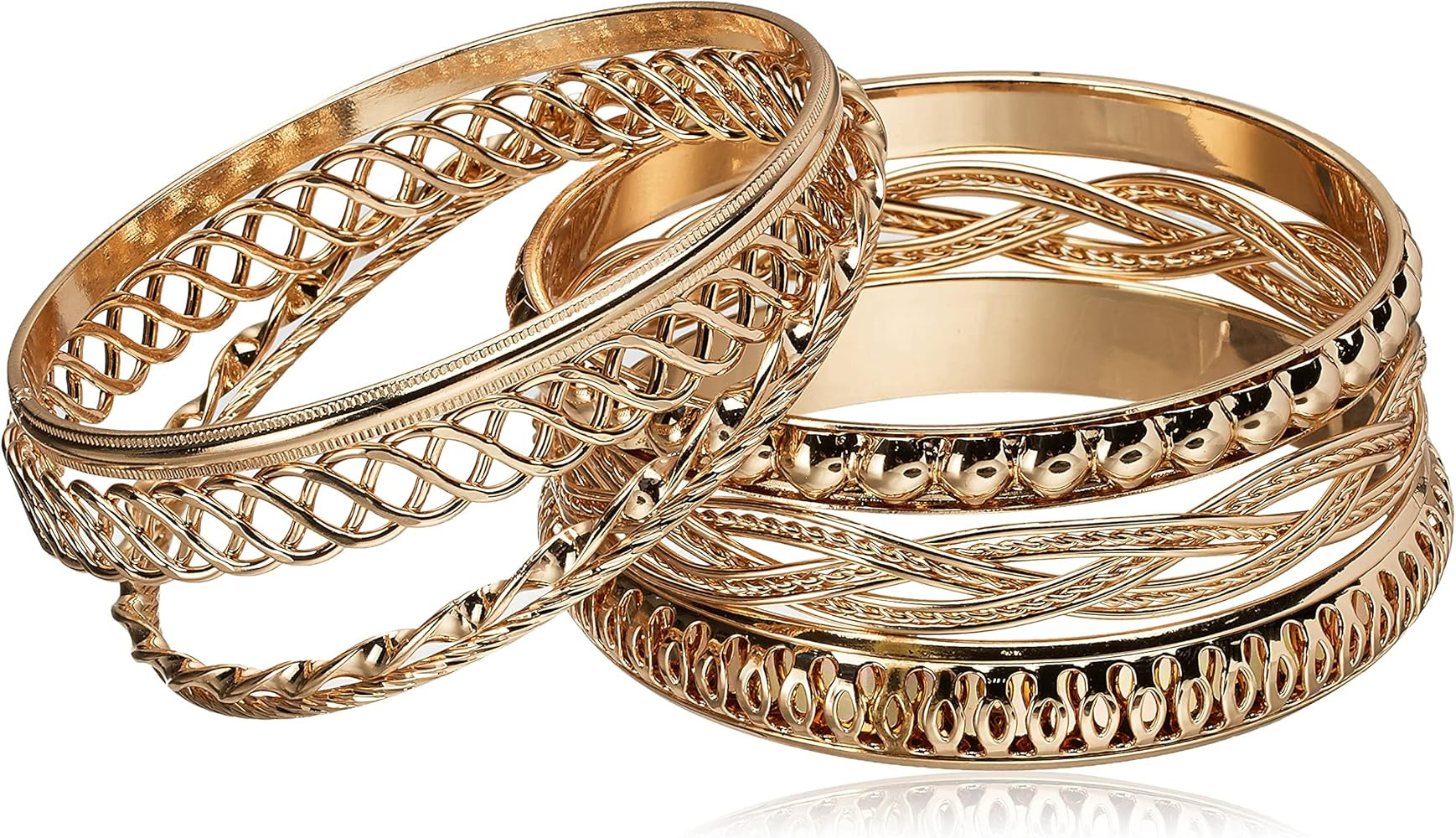 GUESS "Basic" Gold 7 Piece Mixed Bangle Bracelet | Amazon (US)