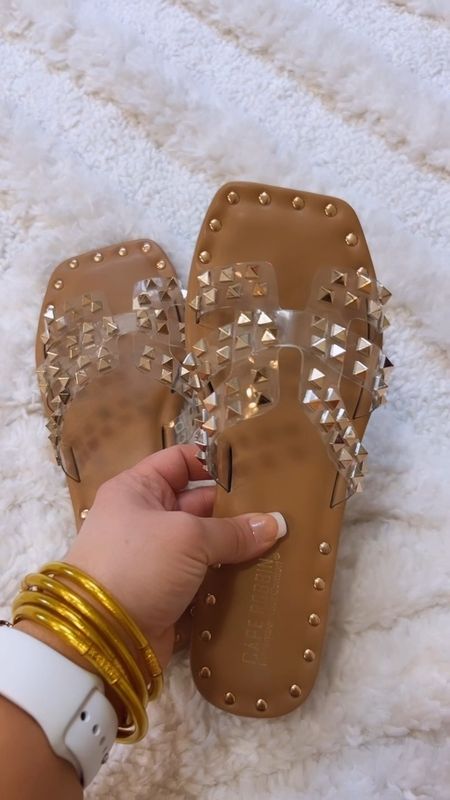 Clear studded sandals from Amazon BACK IN STOCK and have a 15% off coupon today!  I have my true size 8 and they fit perfectly. Very comfortable too!  

#LTKSeasonal #LTKShoeCrush #LTKFindsUnder50