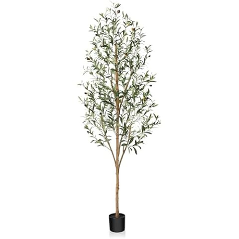 Faux Olive Tree 7ft，Olive Trees Artificial Indoor with Natural Wood Trunk and Realistic Leaves ... | Amazon (US)