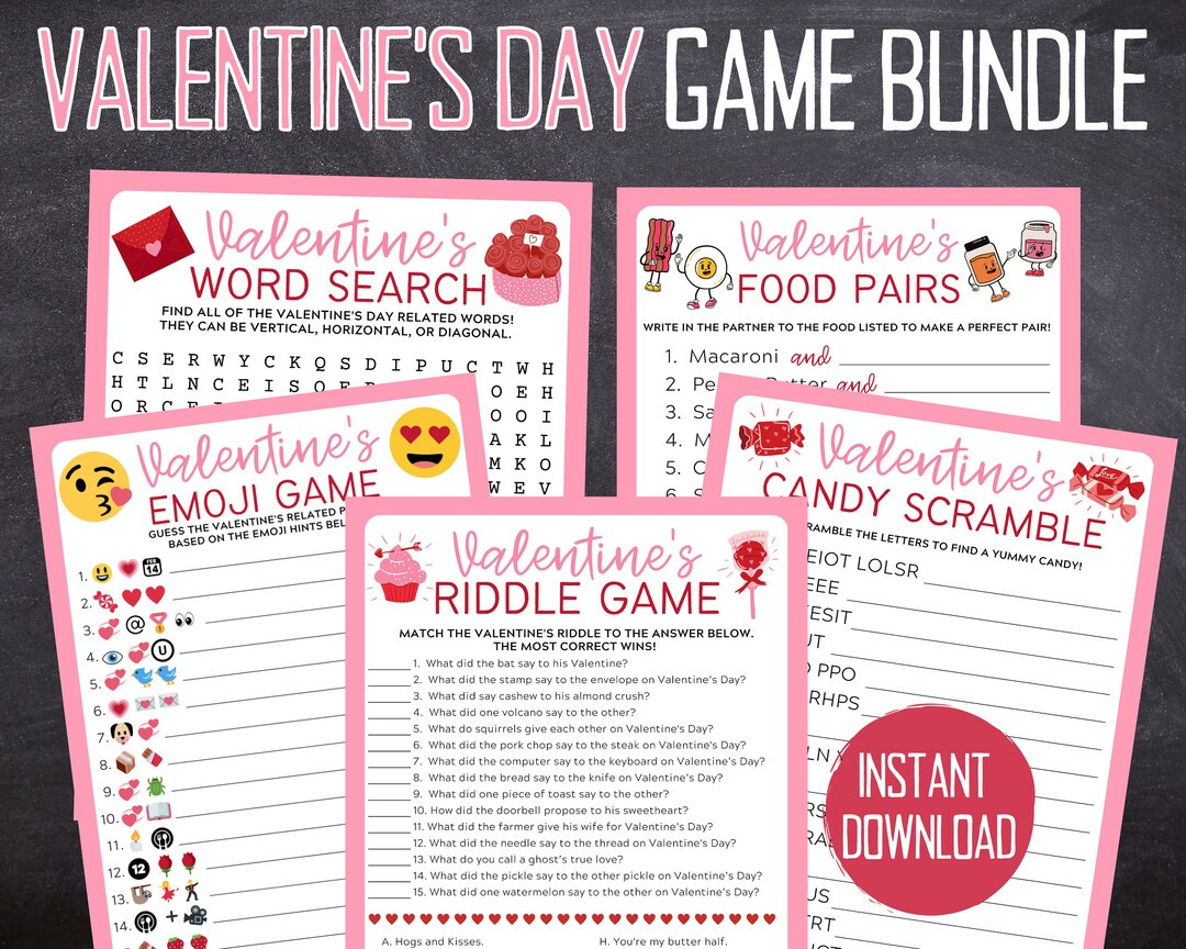 Valentine's Day Printable Games | Valentines Games Bundle  | Valentines Kid Games | Valentines Pa... | Etsy (US)