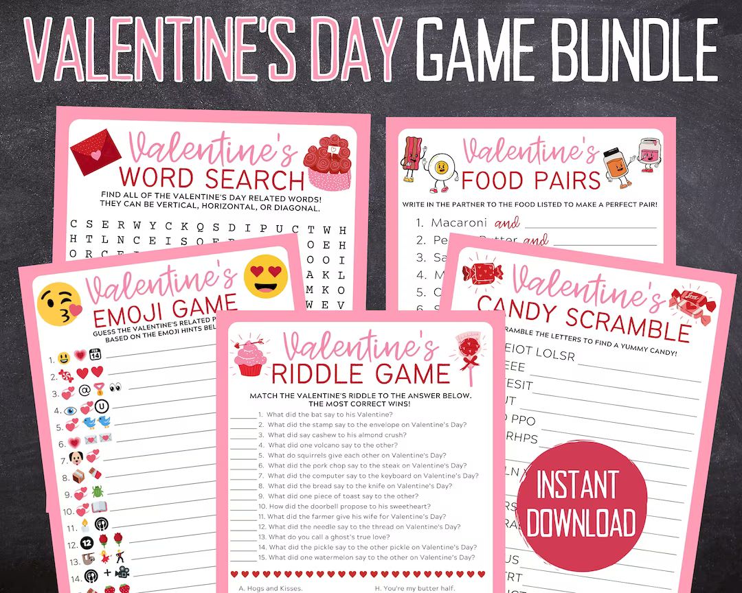 Valentine's Day Printable Games | Valentines Games Bundle  | Valentines Kid Games | Valentines Pa... | Etsy (US)