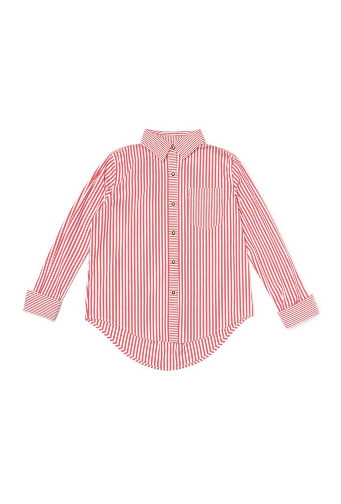 Mel Mixed Button Down Shirt - Red Stripe | Shop BURU