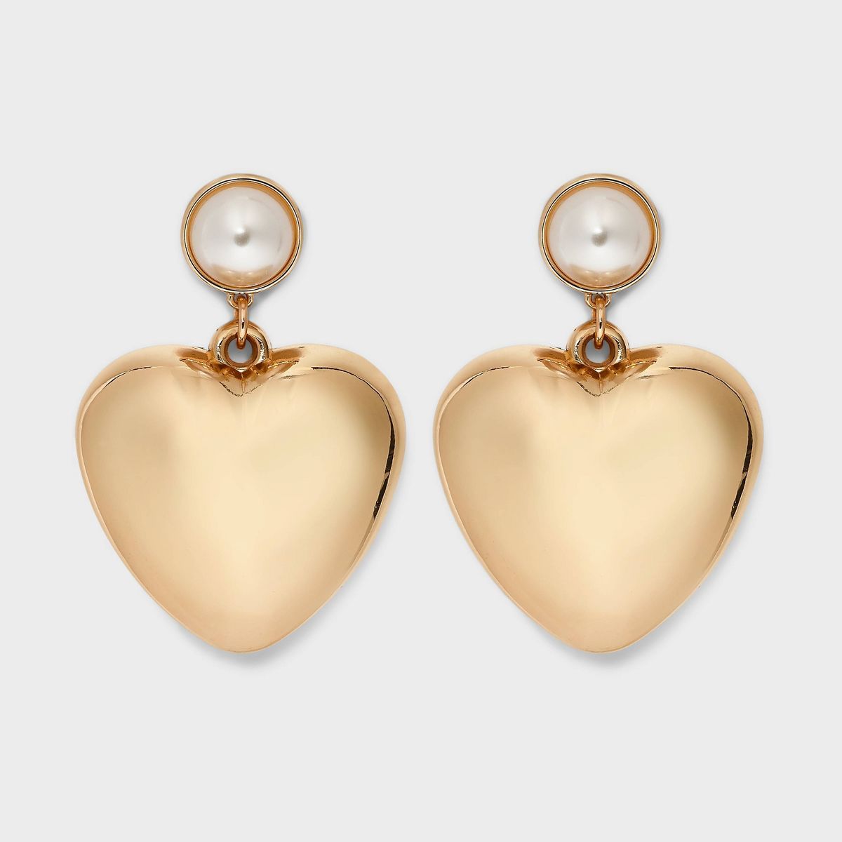 Puffy Heart Pearl Drop Earrings - Wild Fable™ Gold | Target
