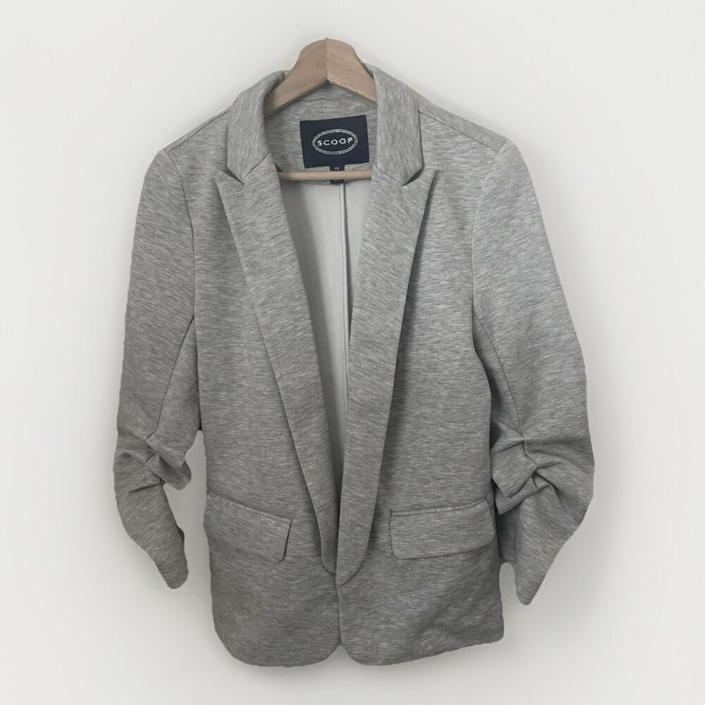 Scoop Relaxed Scuba Knit Gray Scrunch Sleeves Career Office Jacket Blazer XS | Poshmark