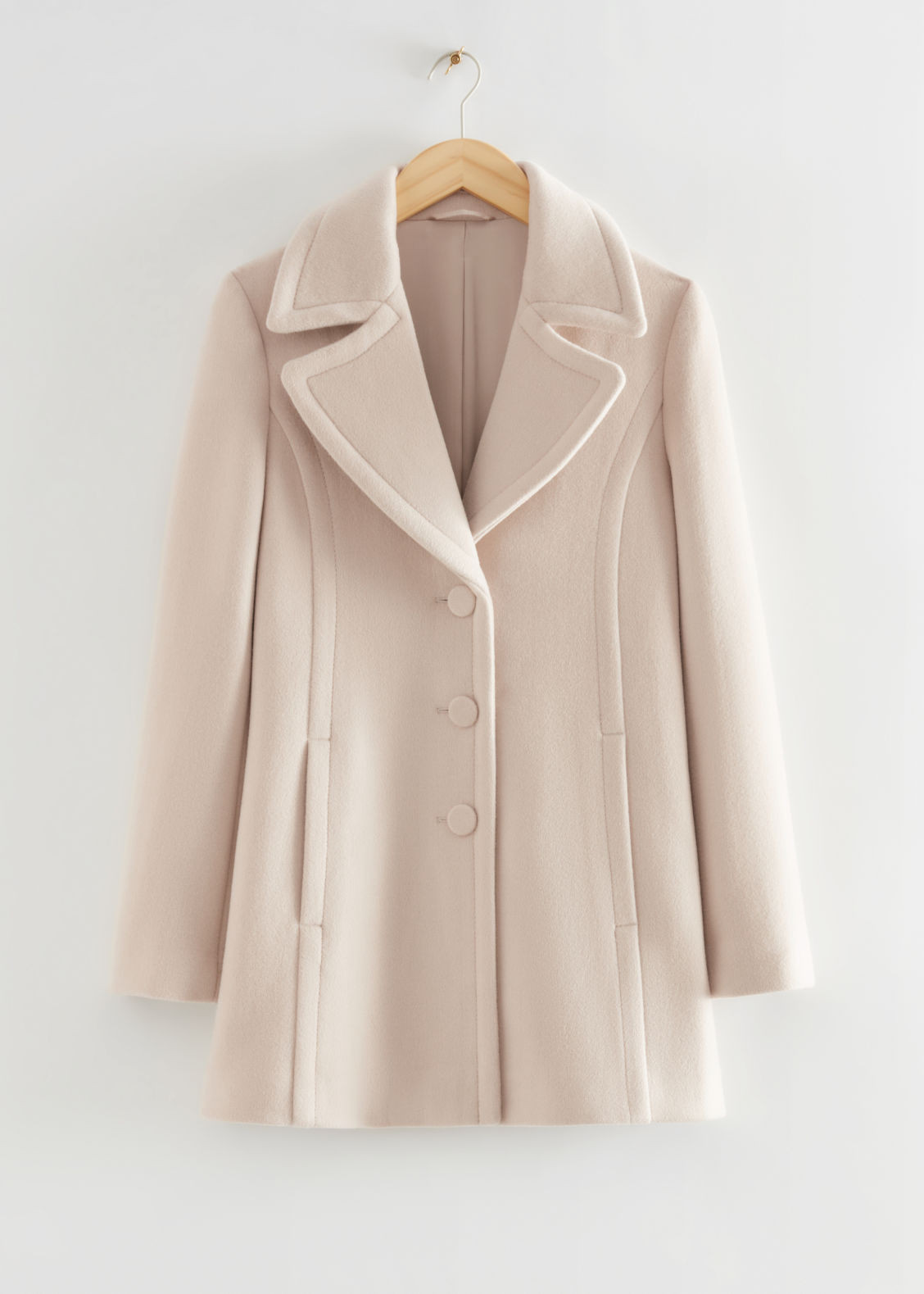 Fitted Mid-Length Wool Coat - Beige | & Other Stories US
