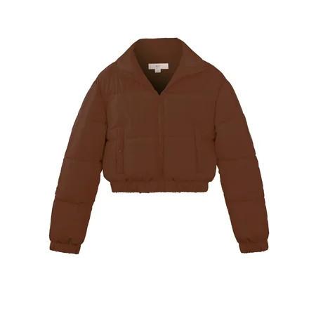 A2Y Women s Cropped Zipper Puffer Jacket Coffee M | Walmart (US)