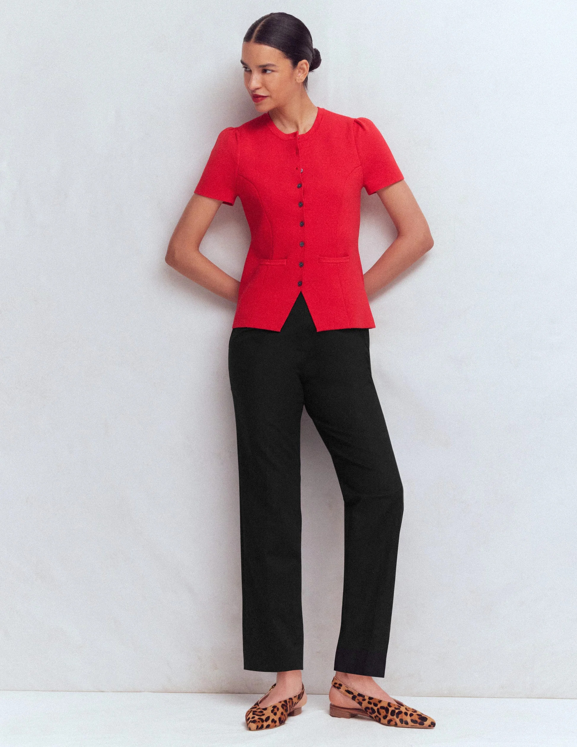 Canonbury Cotton Trousers-Black | Boden UK