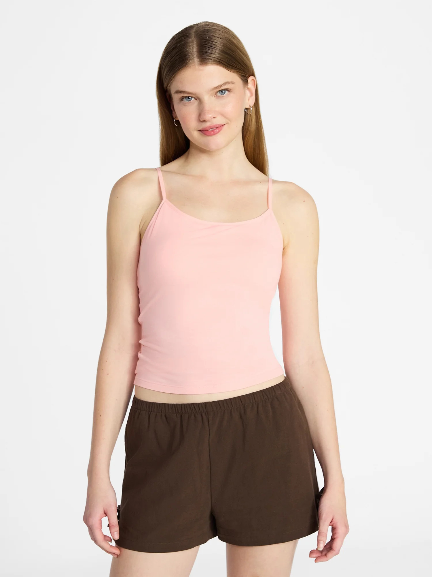 No Boundaries Cropped Shelf Bra Cami Top, Women's | Walmart (US)