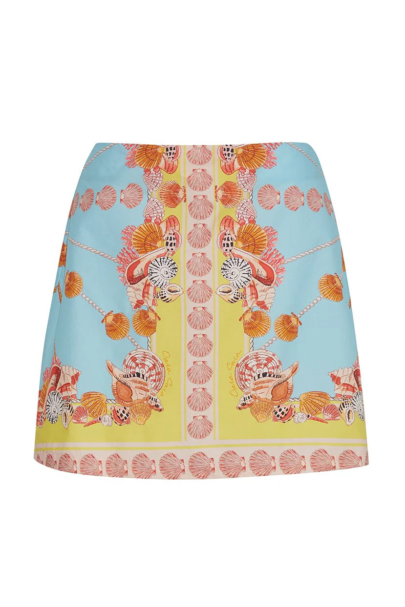 Chrissy Skirt in Seashell Scarf Aqua | Over The Moon