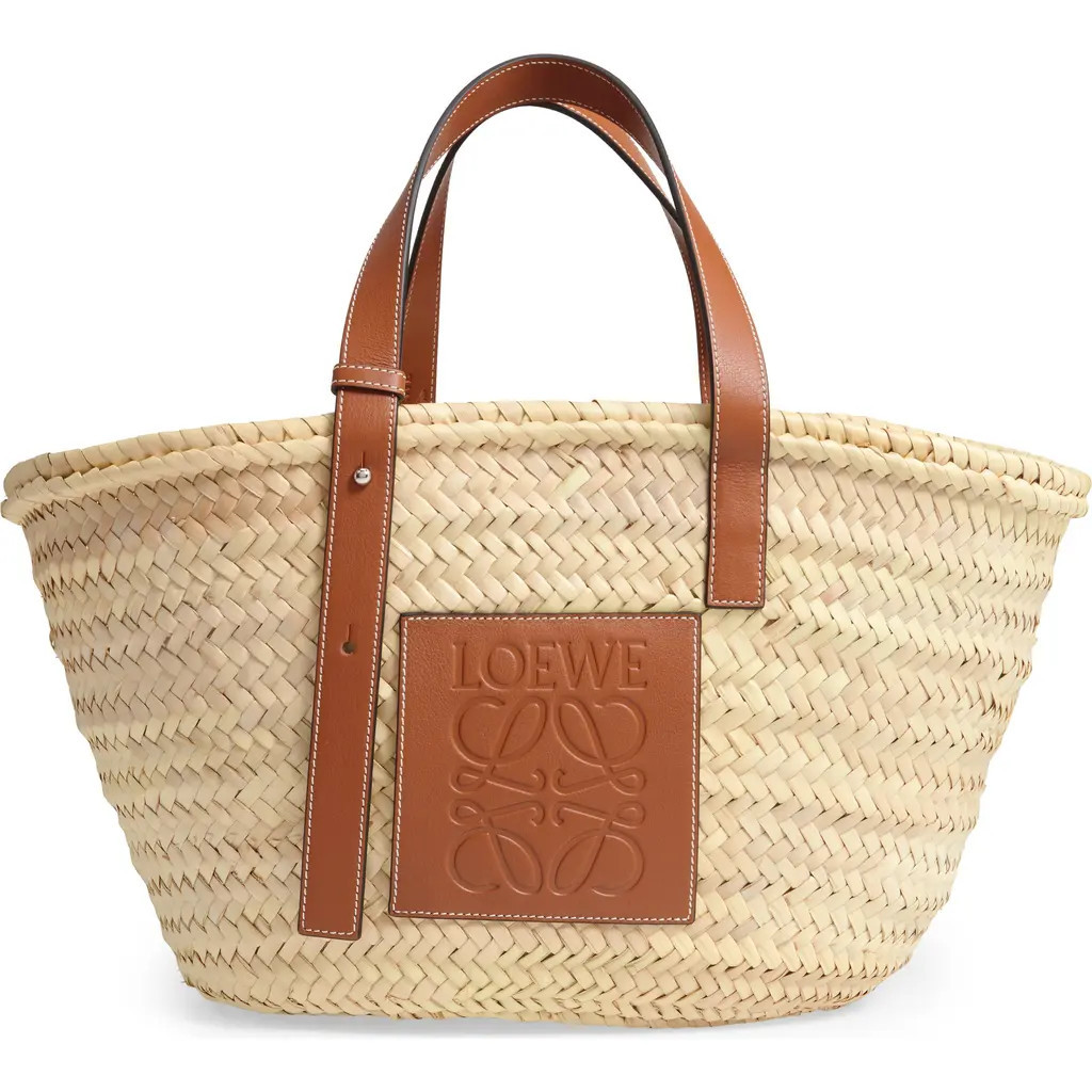 Loewe Medium Logo Straw Tote in Natural/Tan at Nordstrom | Nordstrom