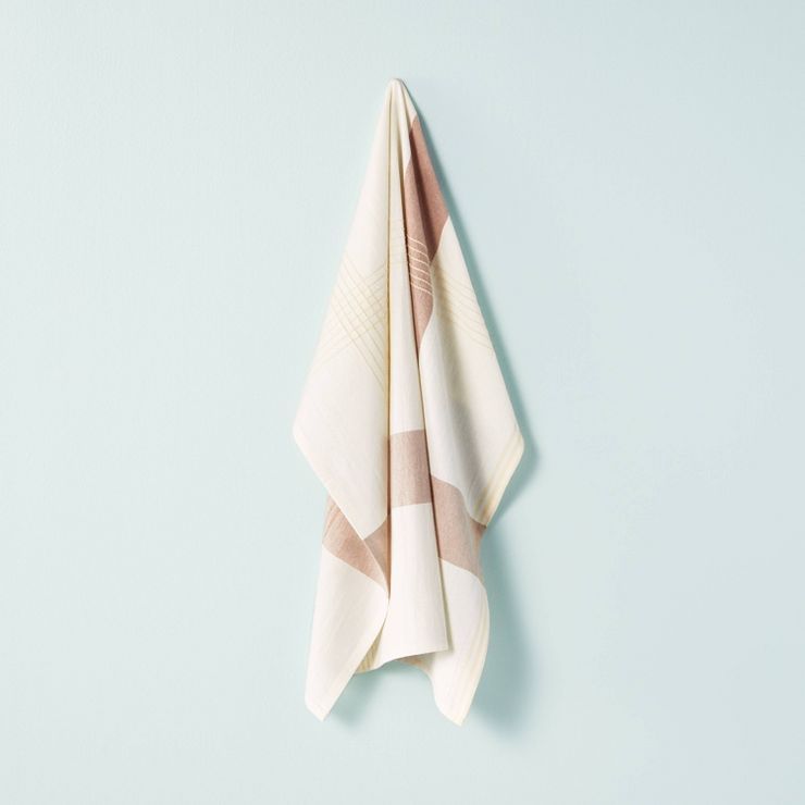 Engineered Plaid Flour Sack Kitchen Towel Brown/Cream - Hearth & Hand™ with Magnolia | Target