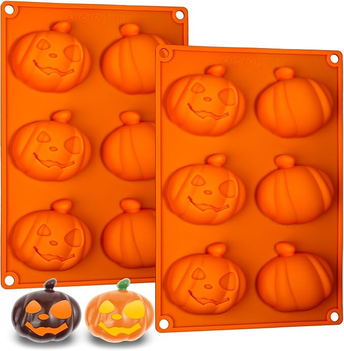 Webake Pumpkin Silicone Jack-O-Lantern Mold for Hot Cocoa Bombs, 6-Cavity Halloween Mold for Baki... | Amazon (US)