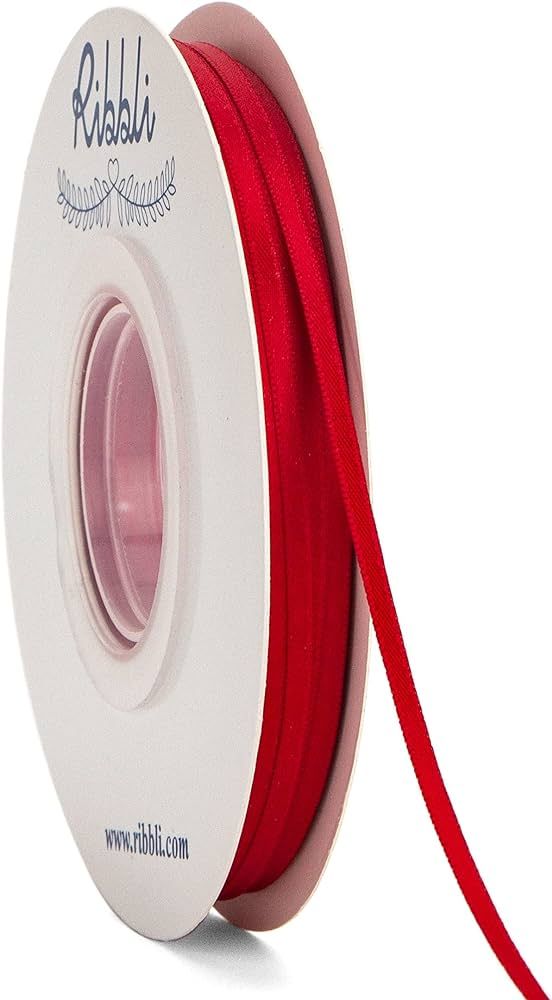 Ribbli Double Faced Red Satin Ribbon,1/8” x Continuous 50 Yards,Use for Bows Bouquet,Gift Wrapp... | Amazon (US)